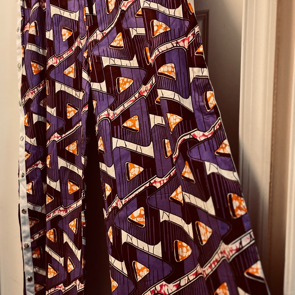 Purple and Orange Patterned Wide Leg Pants